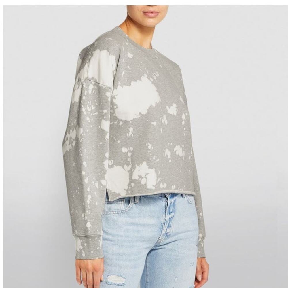 Frame Gris Gray Tie-Dye Easy Cropped Sweatshirt Size XS